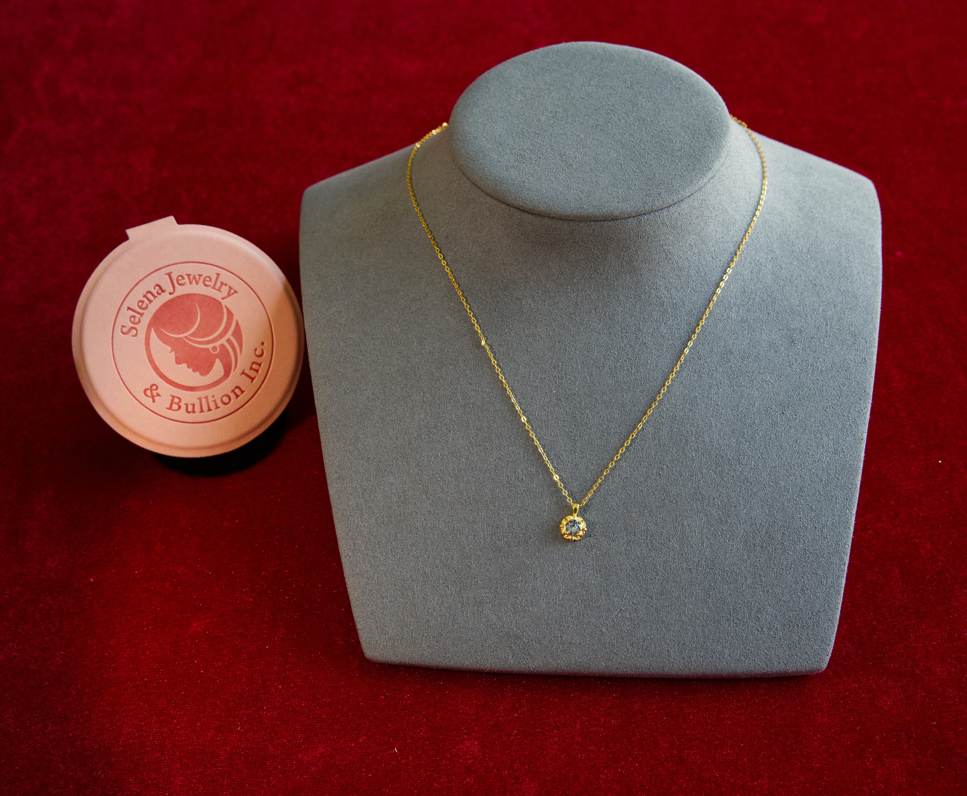 Selena Jewelry Bullion - Chambord Aquamarine Tone Pendant Necklace