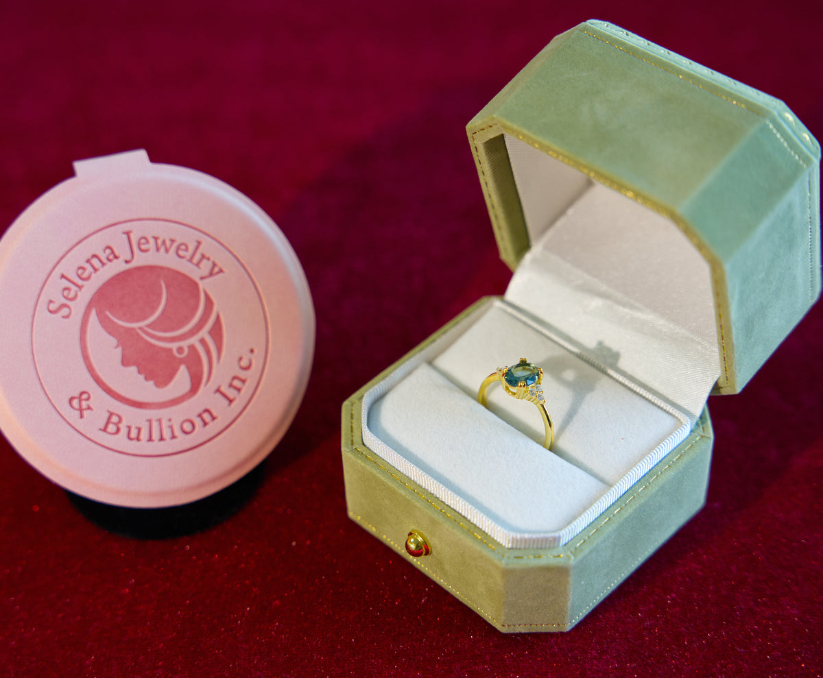 Selena Jewelry Bullion - Chambord London Blue Tone Oval Vintage Ring