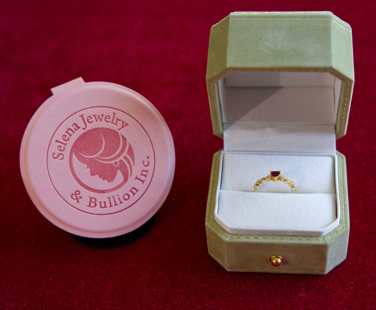 Selena Jewelry Bullion - Bourgogne Ruby Tone Heart Pave Open Ring