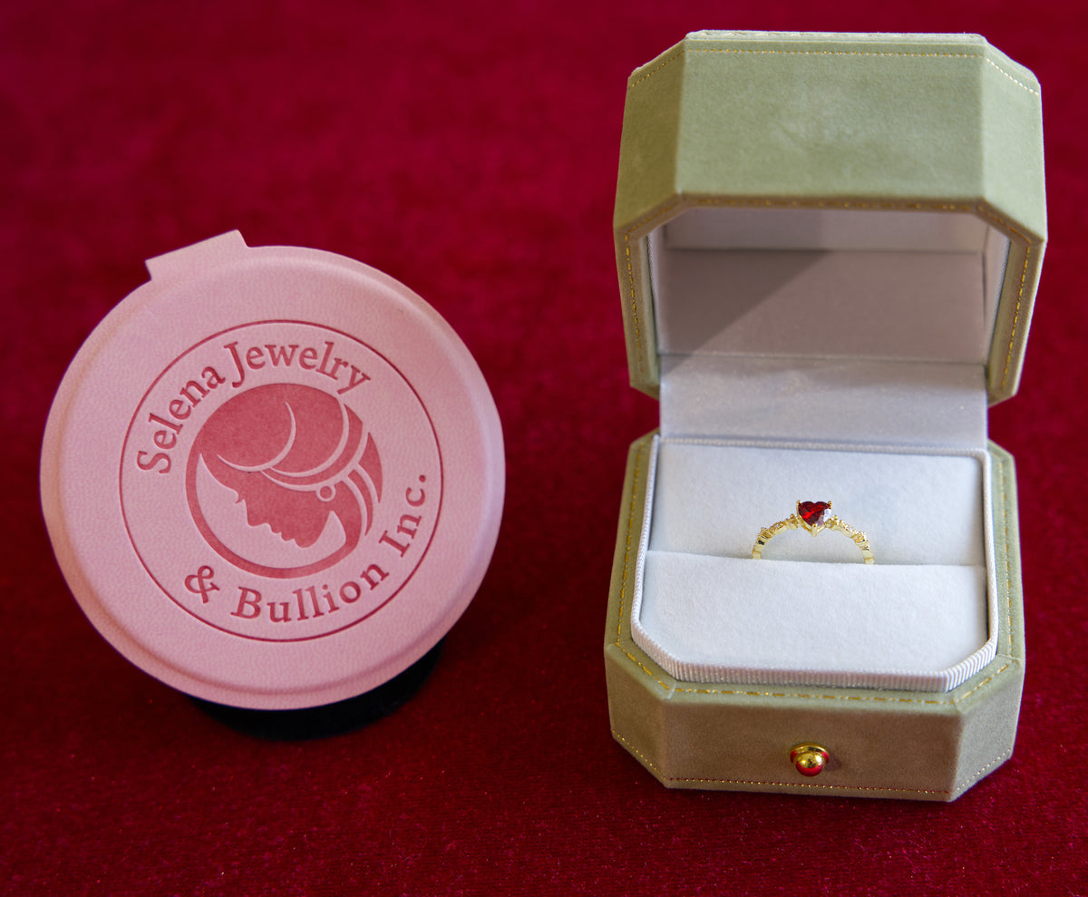 Selena Jewelry Bullion - Bourgogne Ruby Tone Vintage Heart  Open Ring