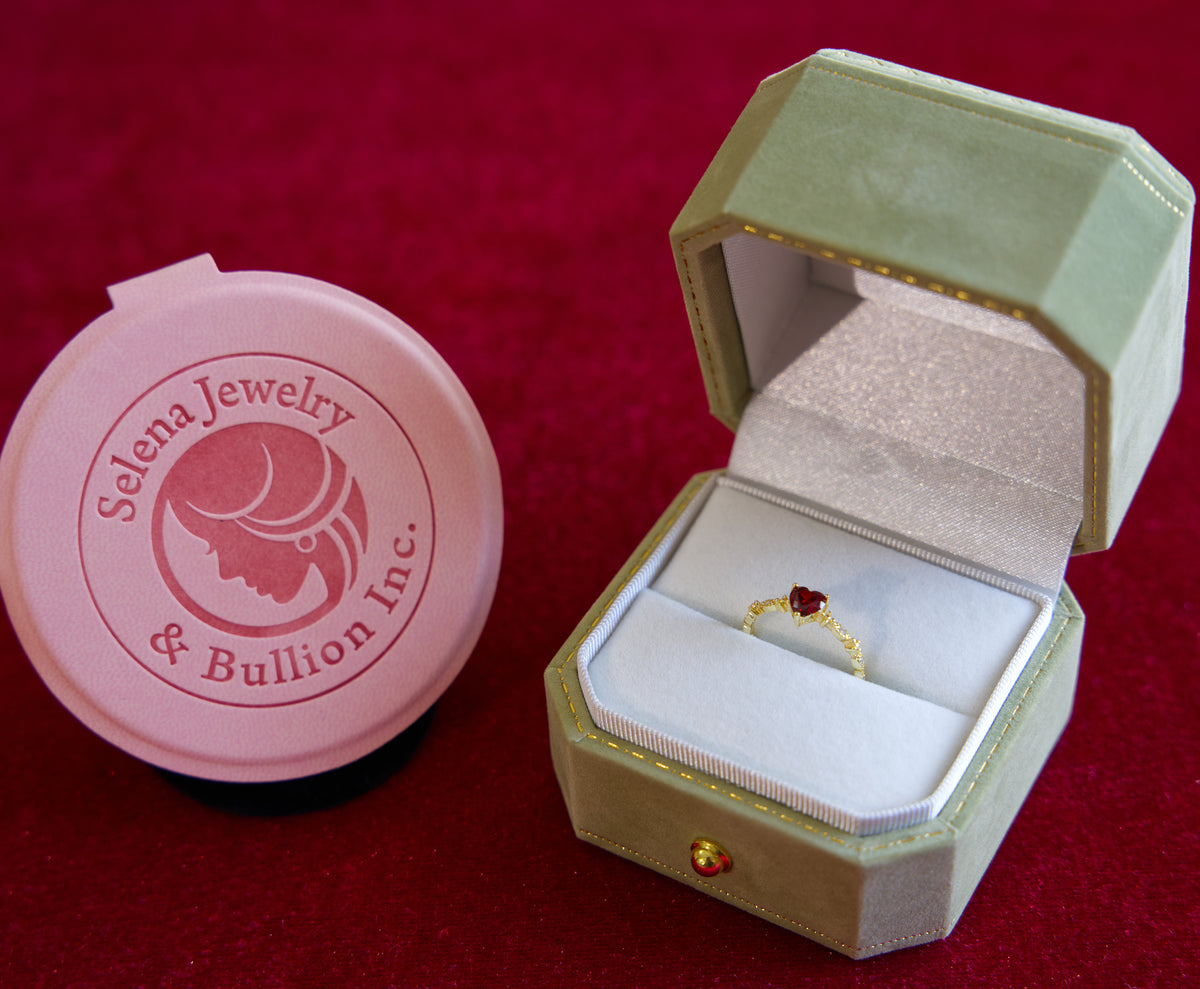 Selena Jewelry Bullion - Bourgogne Ruby Tone Vintage Heart  Open Ring